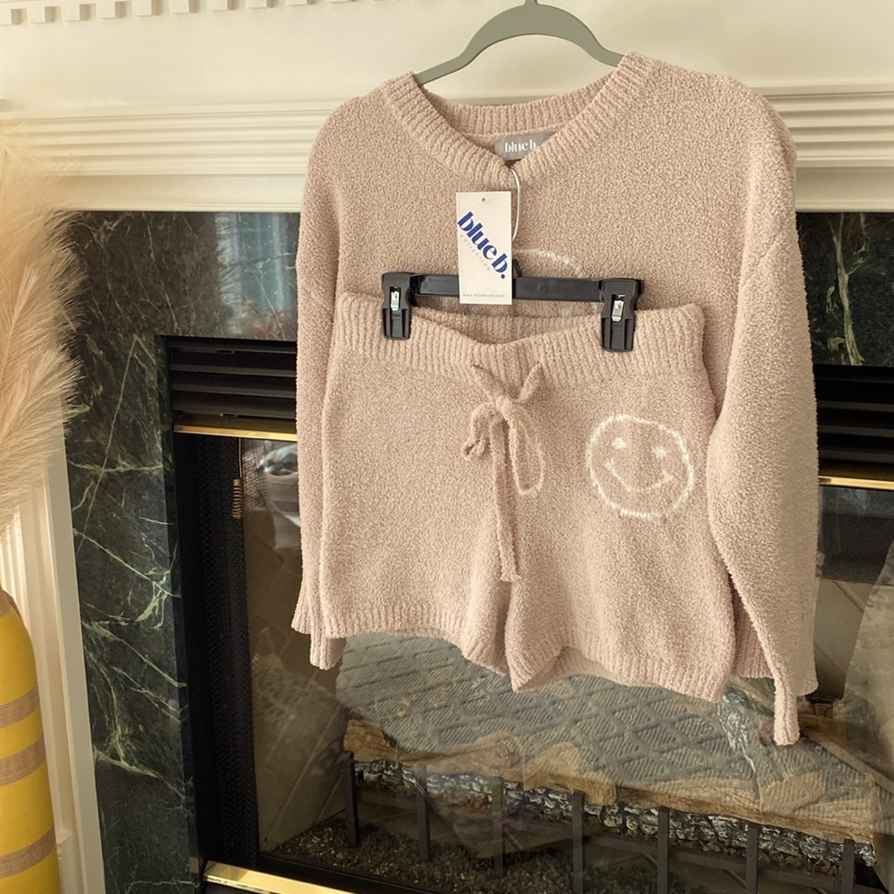 Smiley Face Two Piece Sweater and Short Set